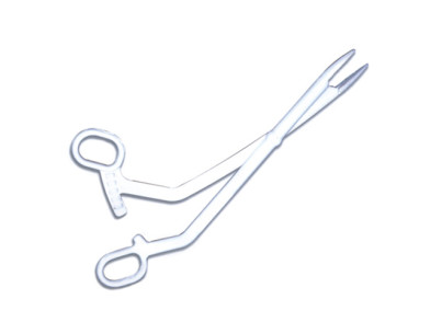 Pince clamp de CHERON - coudée - plastique - stérile - longueur 255mm bte de 25